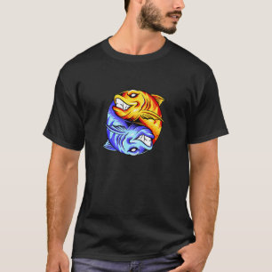 T-shirt Conception Yin Yang de poisson pêcheant Ying Yang