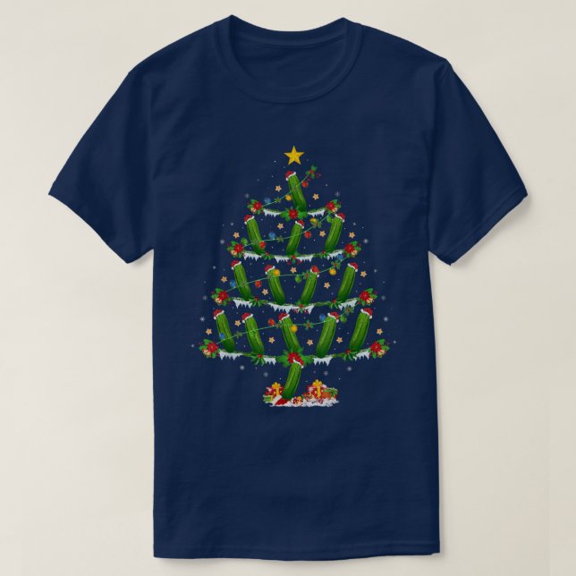 T-shirt Concombre Lover Xmas Éclairage Concombre Noël Tr (Design devant)