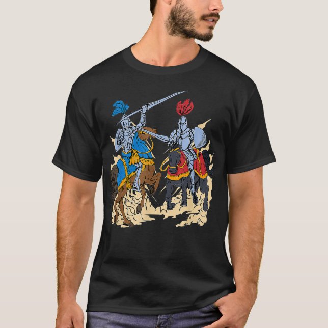 T-shirt Concours médiéval sur les chevaux jouant1 (Devant)