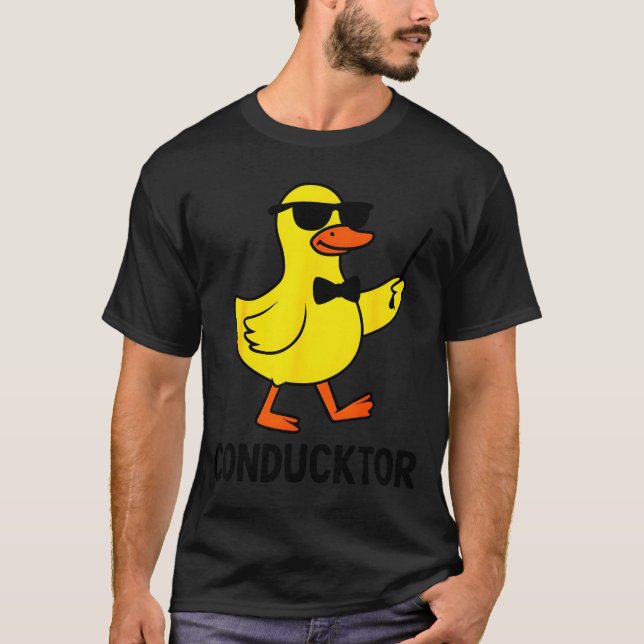 T-shirt Conducktor Funny Duck Music Pun Orchestra Design  (Devant)