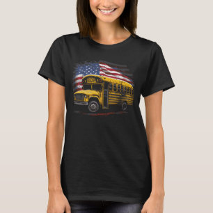 T-shirt Conducteur de bus scolaire jaune sur le drapeau am