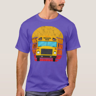 T-shirt Conducteur de bus scolaire Retro Vintage Sunset Bu