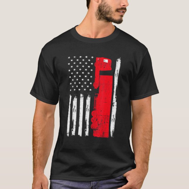 T-shirt Conducteur de camion américain Drapeau 18 Wheeler  (Devant)