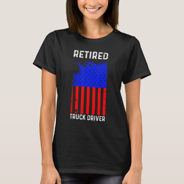 T-shirt Conducteur de camion retraité US Drapeau Trucker R (Devant)