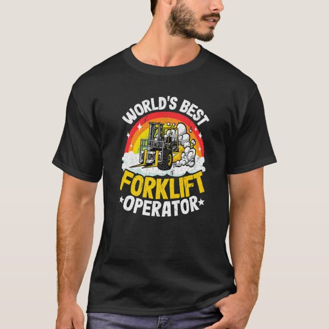 T-shirt Conducteur de chariot élévateur Rainbow World meil (Devant)