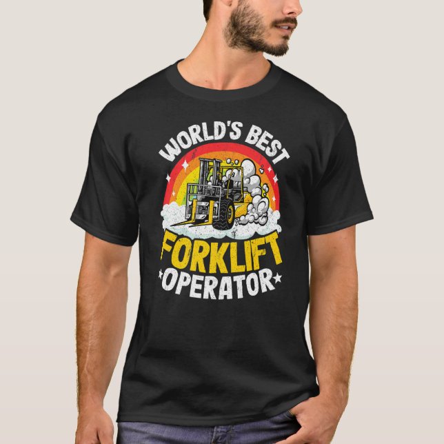 T-shirt Conducteur de chariot élévateur Rainbow World meil (Devant)