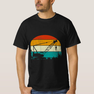 T-shirt Conducteur de grue Construction de style rétro Vin
