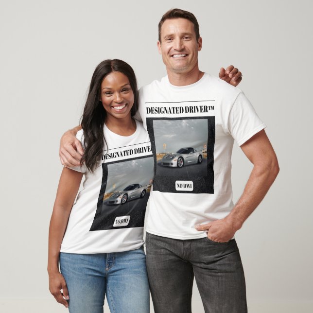 T-shirt conducteur masculin blanc et noir (Unisexe)