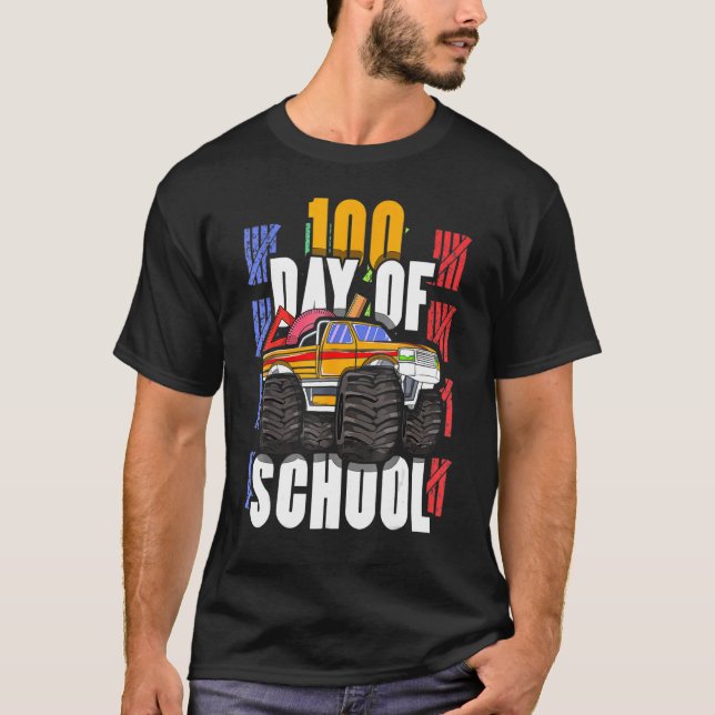 T-shirt Conducteur Monster Camion Étudiant 100e jour 100 j (Devant)