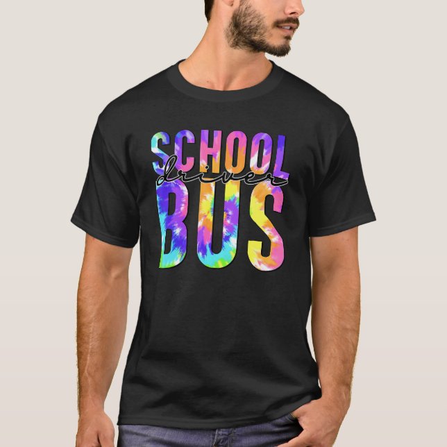T-shirt Conduite Sûre Retour À L'École Tie Dye Bus De L'Éc (Devant)