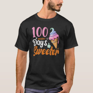 T-shirt Cone De Crème De Glace 100 Jours D'Enseignants Fil