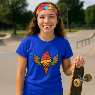 T-shirt Cône De Crème De Glace Psychédélique Rétro Avec Ai