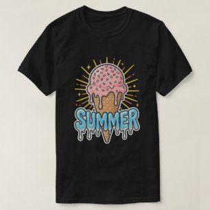 T-shirt Cône de glace rose fondu - vacances d'été mignonne