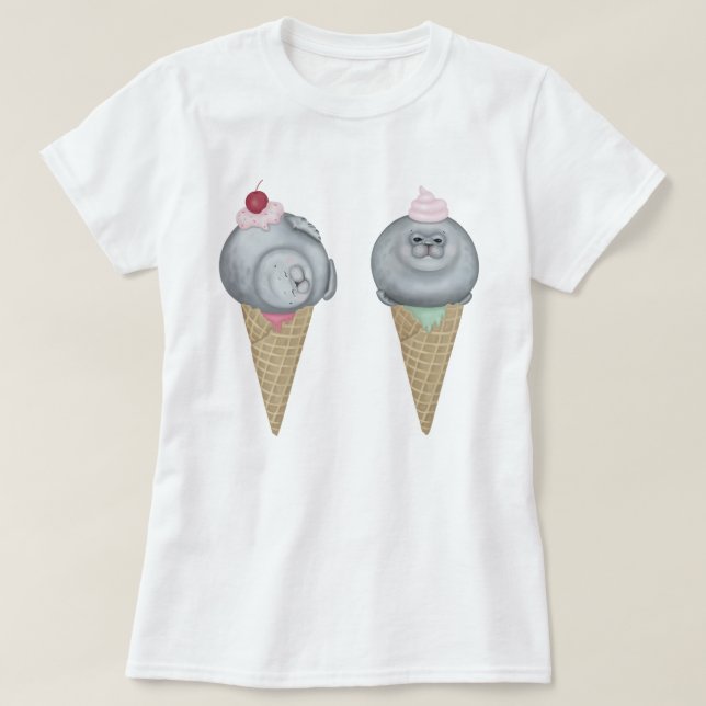 T-shirt Cônes de crème glacée de phoque (Design devant)