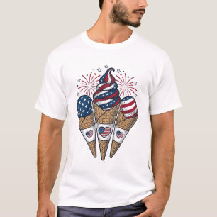 T-shirt Cônes de glace patriotiques vintage Quatre Juillet