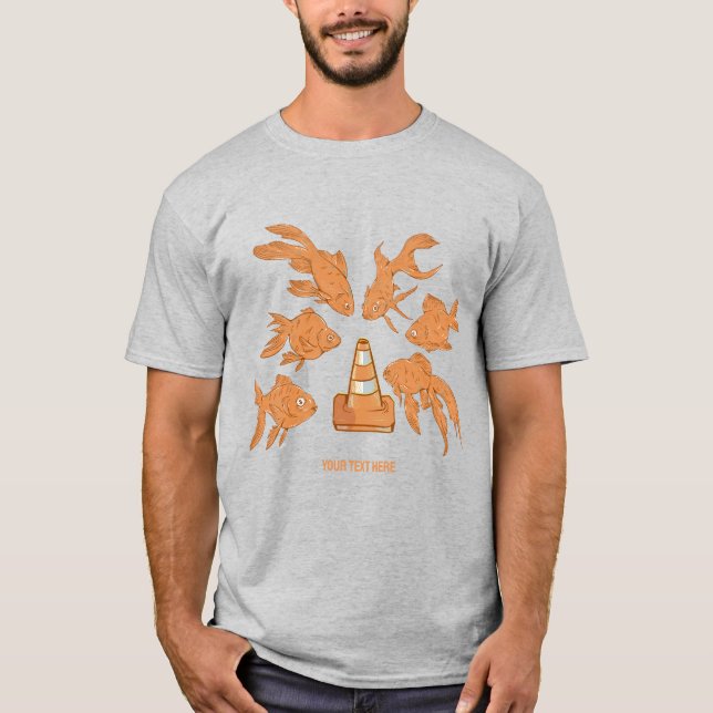 T-shirt Cônes de la route et poisson rouge orange (Devant)