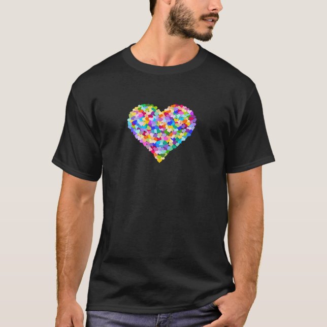 T-shirt Confettis de coeur d'arc-en-ciel (Devant)