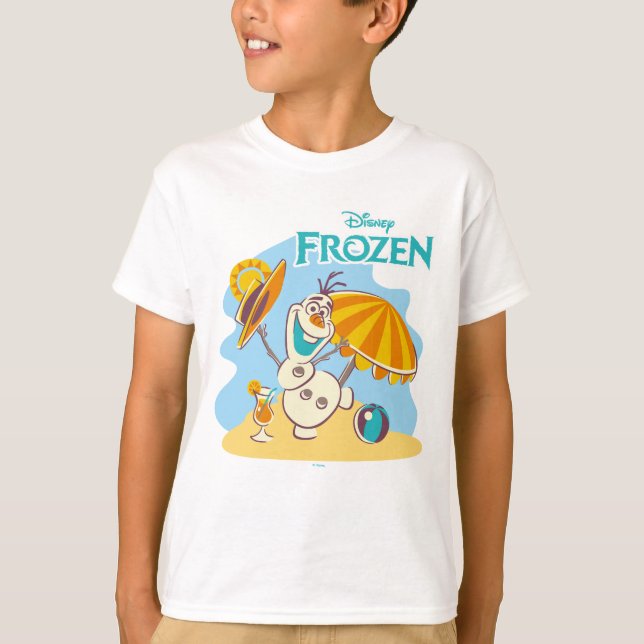 T-shirt congelé| Olaf Playing on the Beach (Devant)