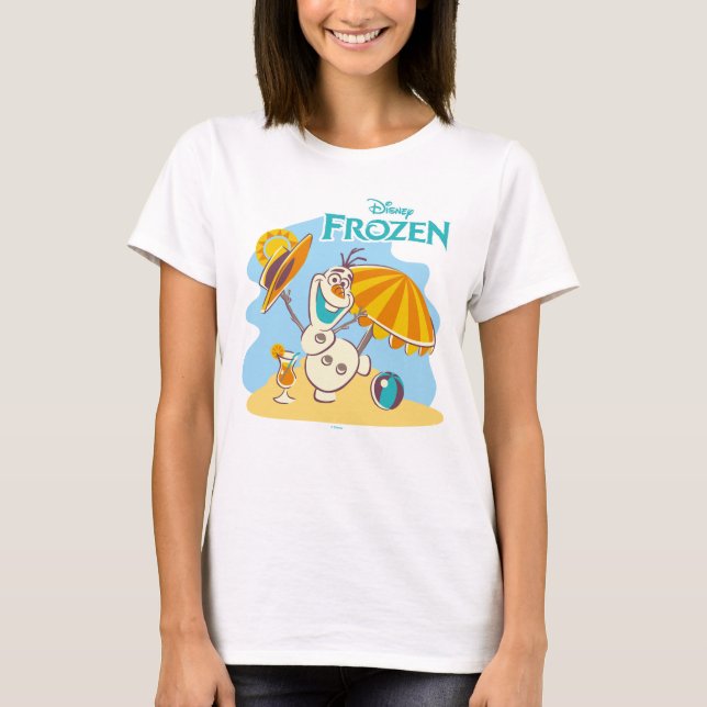 T-shirt congelé| Olaf Playing on the Beach (Devant)
