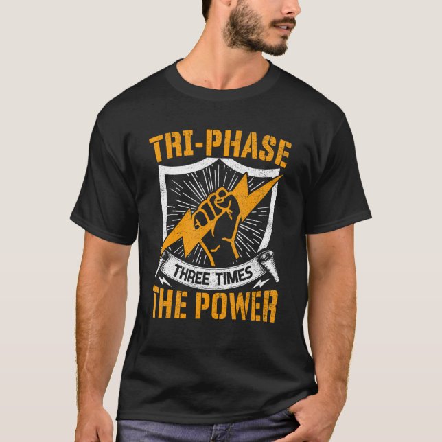T-shirt Connaissance de l'électricien Tri phase trois fois (Devant)
