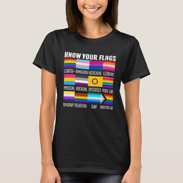 T-shirt Connaissez vos drapeaux LGBTQ+ Gay pride Drapeau T (Devant)
