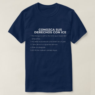 T-shirt Connaissez vos droits avec ICE en espagnol