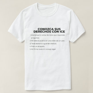 T-shirt Connaissez vos droits avec l'ICE en espagnol