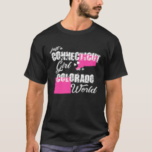 T-shirt Connecticu Juste une fille Connecticut dans le Col