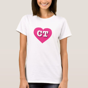 T-shirt Connecticut Hot Pink Heart - I love CT
