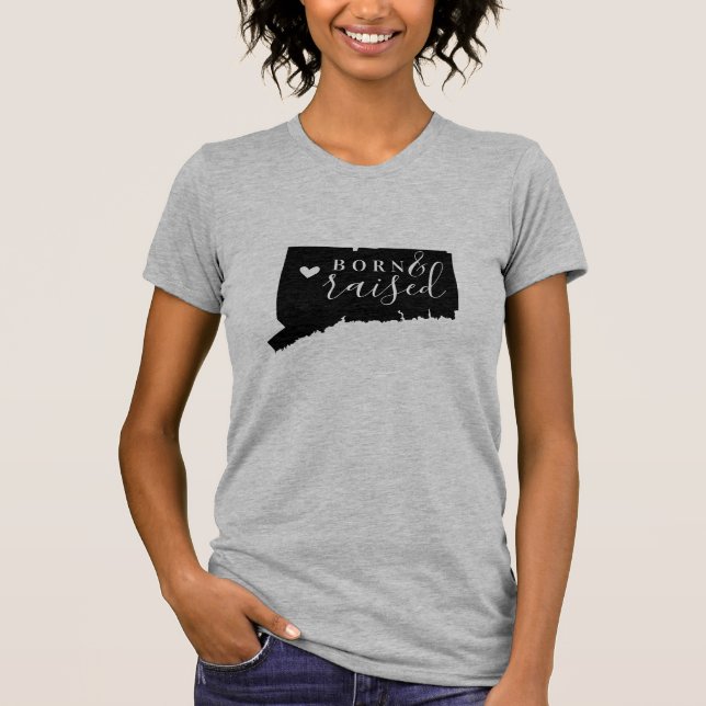 T-shirt Connecticut né et élevé Tee d'État (Devant)
