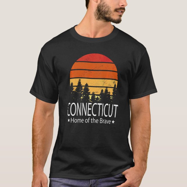 T-shirt Connecticut State Home Du Brave Connecticut Lo (Devant)