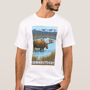 T-shirt ConnecticutMoose buvant dans le lac