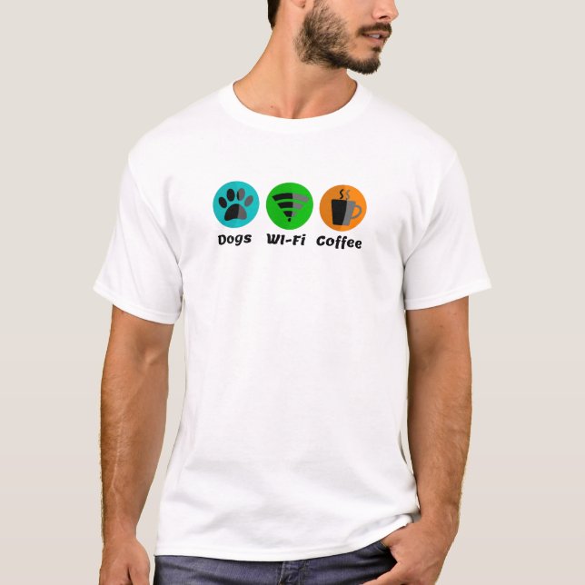 T-shirt Connexion Wi-Fi Pour Chiens Et Café (Devant)