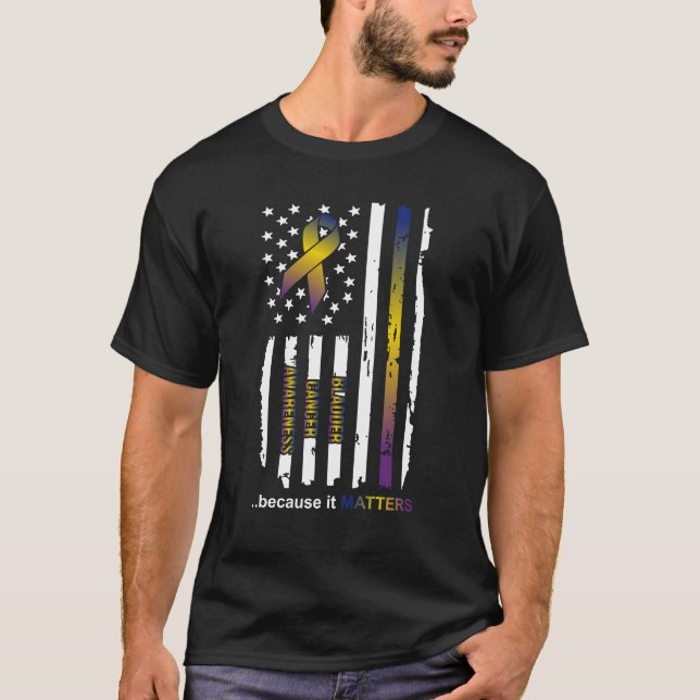 T-shirt Conscience de cancer de la vessie parce qu'elle (Devant)