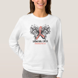 T-shirt Conscience de cancer du corps utérin de papillon