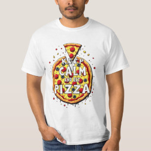 T-shirt Conserver calme et manger pizza : Conception parfa
