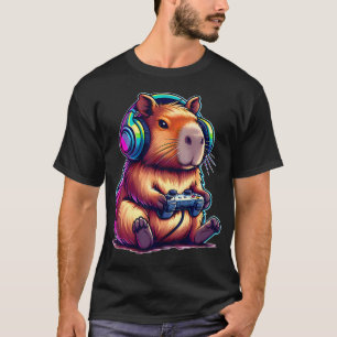 T-shirt Console Capybara Jeux Vidéo Drôle Amateur Capybara