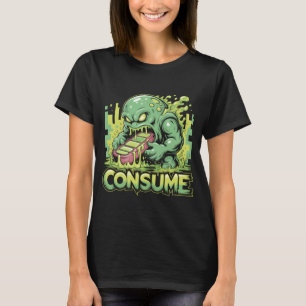 T-shirt Consommer Monster Manger Téléphone Drôle Social Co