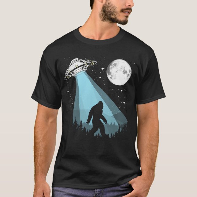 T-shirt Conspiration Bigfoot & OVNI - Lune, Étoiles, Nuit  (Devant)