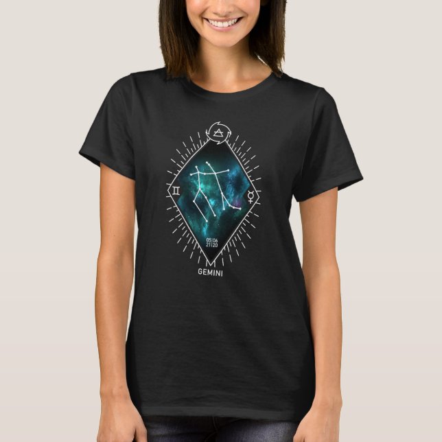 T-shirt Constellation de Gémeaux et symbole de zodiaque (Devant)