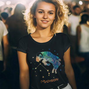 T-shirt Constellation du Bélier Zodiaque Aquarelle Étoiles