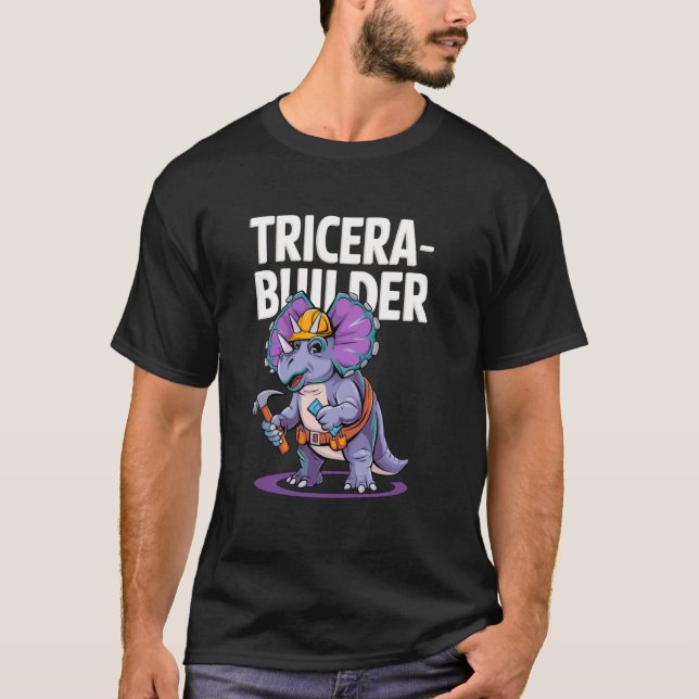 T-shirt Constructeur De Dinosaures Cute, Tricératops Fun C (Devant)