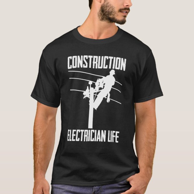 T-shirt Construction Electricien Vie Bâtiment Elec (Devant)