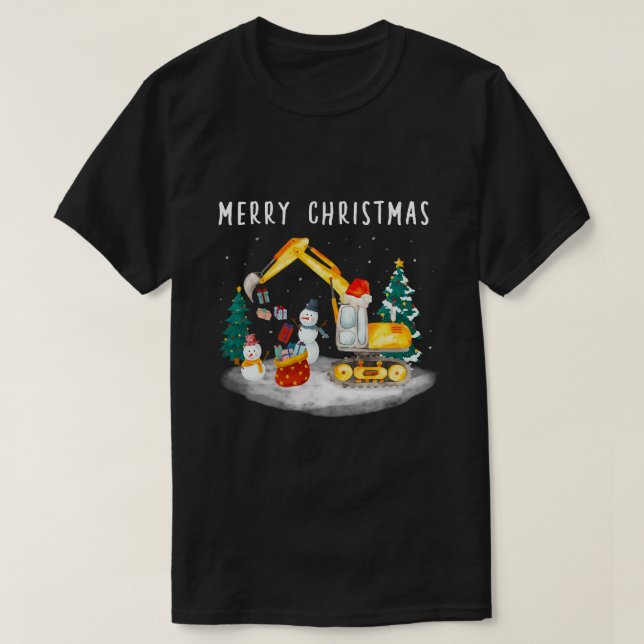 T-shirt Construction Excavateur Ornements de Noël Drôle T (Design devant)