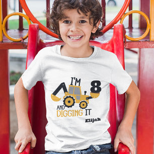 T-shirt Construction Joyeux Anniversaire creuser Il Nom d'