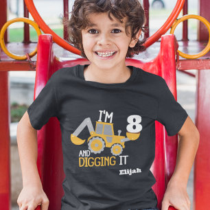 T-shirt Construction Joyeux Anniversaire creuser Il Nom d'
