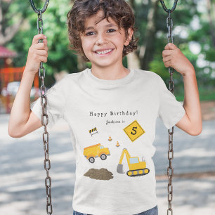 T-shirt Construction Joyeux Anniversaire - Nom et âge garç