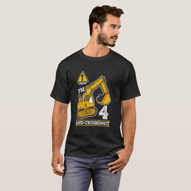 T-shirt Construction Truck 4Th 4 Digger Builder (Devant entier)