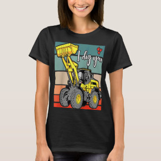 T-shirt Construction Vehicles  Valentines Hearts Excavator