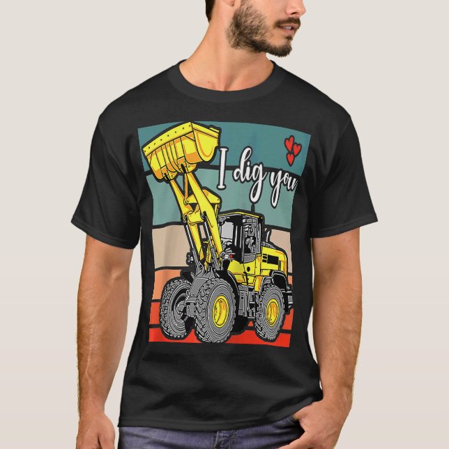 T-shirt Construction Vehicles  Valentines Hearts Excavator (Devant)